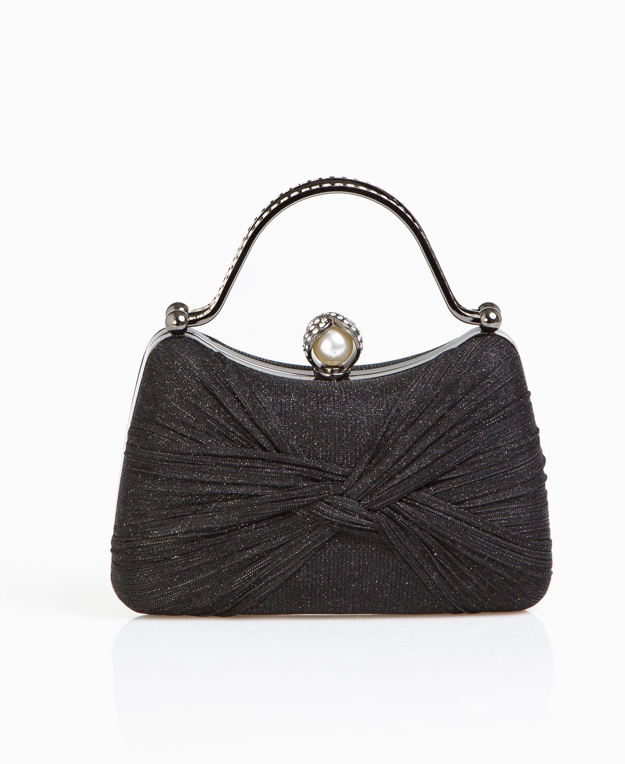 KRISP Pearl Lock Firm Grab Handle Glitter Clutch Bag